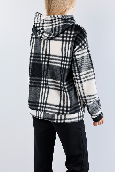 Siyah Kapüşonlu Bayan Polar Sweat 78719