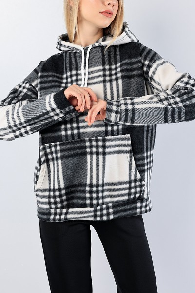 Siyah Kapüşonlu Bayan Polar Sweat 78719