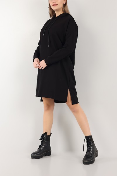 Siyah Kapüşonlu Tunik Elbise 155698
