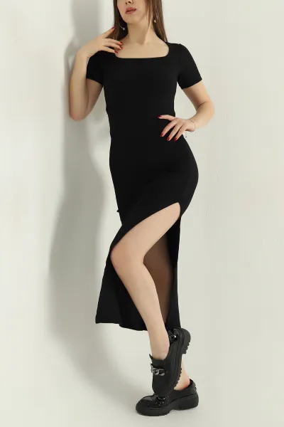 siyah-kare-yaka-fitilli-kadin-elbise-336815