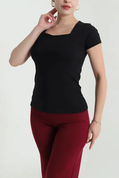 Siyah Kare Yaka Kadın Body 478365