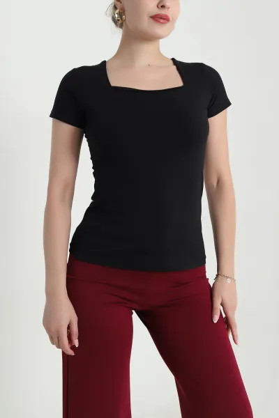 Siyah Kare Yaka Kadın Body 478365