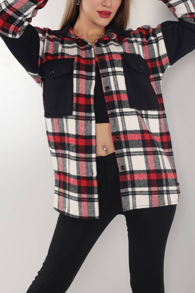 Siyah Kaşe Cepli Desenli Gömlek Ceket 152870