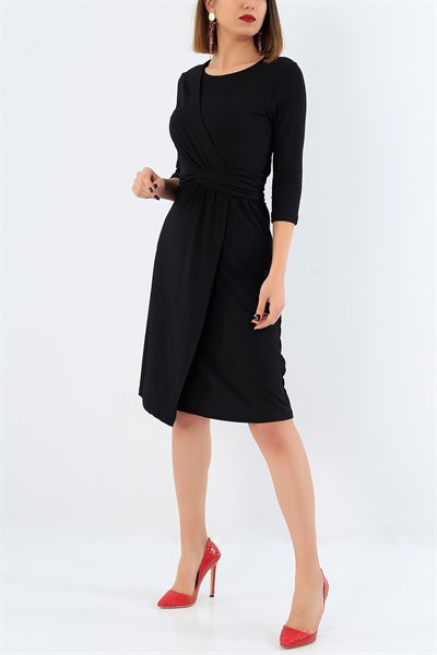 Siyah Kaşkorse Tasarım Elbise 30522