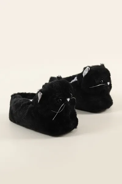 Siyah Kedi Detaylı Panduf 226975