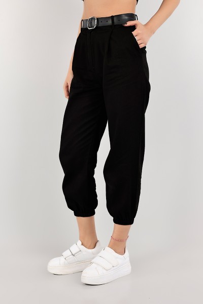 Siyah Kemerli Balon Gabardin Pantolon 103248