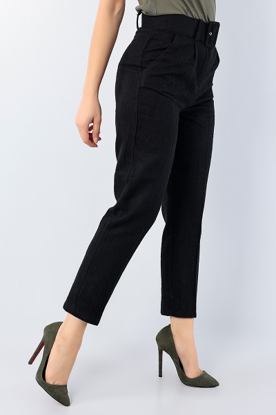 Siyah Kemerli Bayan Kaşmir Pantolon 75697