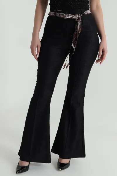 Siyah Kemerli Massimo Kadın Pantolon 485983