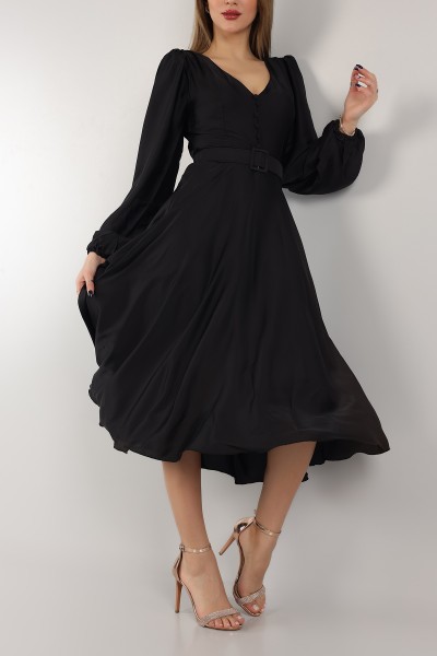 siyah-kemerli-vatkali-sten-elbise-157693