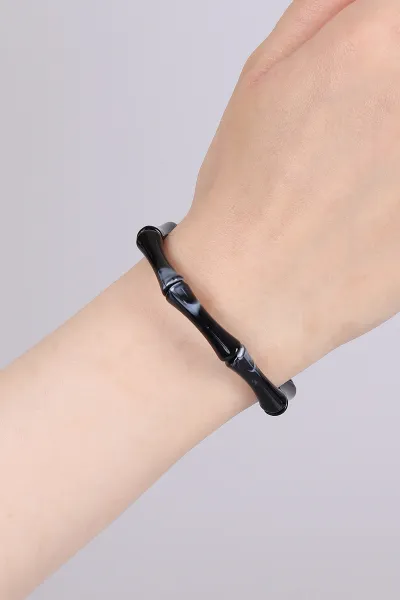 Siyah Kemik Görünümlü Lastikli Unisex Bileklik 460524