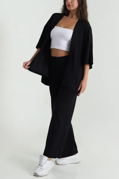 Siyah Kimono Pantolon Kadın İkili Takım 479528