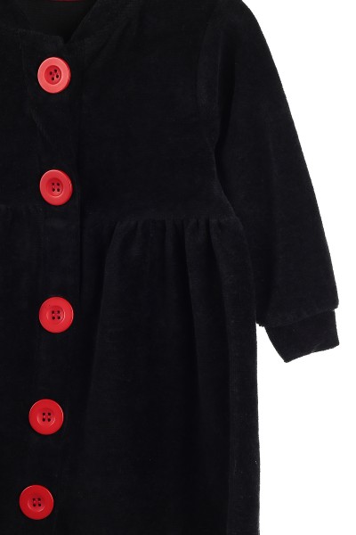 Siyah Kırmızı (1-5 Yaş) Fiyonklu Kız Çocuk Elbise 141975