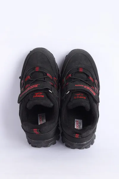 Siyah Kırmızı (31-35 Filet) Lastik Aksesuarlı Cırtlı Kaymaz Taban Erkek Çocuk Trekking Bot 319927