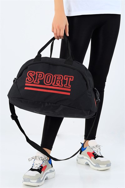 Siyah Kırmızı Baskılı Spor Çantası 27258Ç