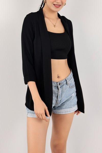 Siyah Kobe Crep Bayan Ceket 112188