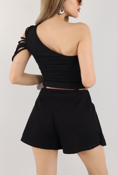 Siyah Kol Detay Tasarım Bluz 172458