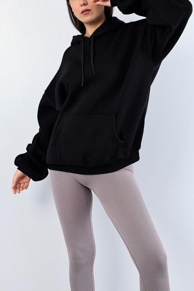 Siyah Kolları Büzgülü Şardonlu Bayan Sweat 76158