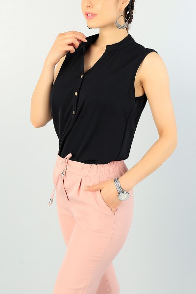 Siyah Kolsuz Aerobin Bluz 67994