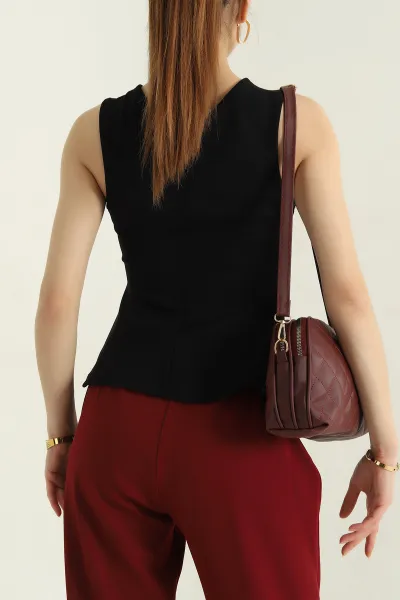 Siyah Kolsuz Likralı Modal Kadın Bluz 362405