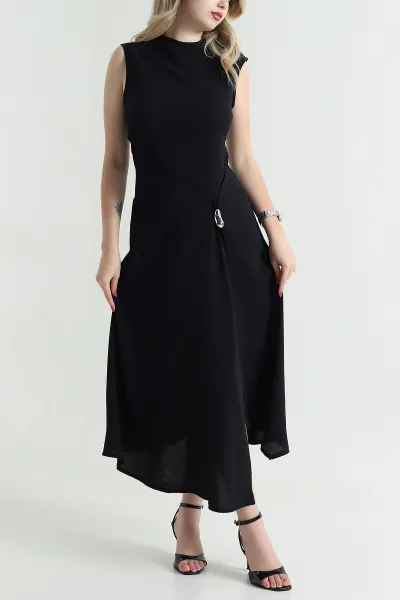 Siyah Kolsuz Linda Kadın Elbise 463247
