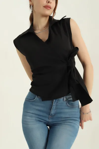 siyah-kolsuz-poplin-kadin-gomlek-366848