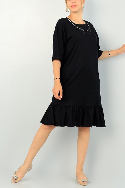 Siyah Kolye Detaylı Altı Pileli Elbise 70595