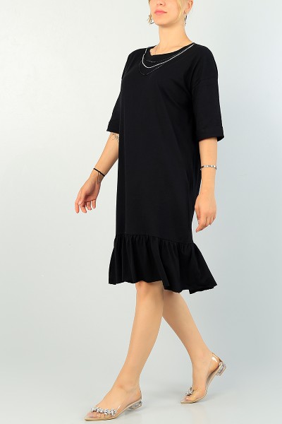 siyah-kolye-detayli-alti-pileli-elbise-70595