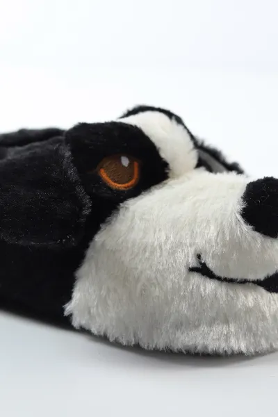 Siyah Köpek Figürlü Peluş Kadın Panduf 490411