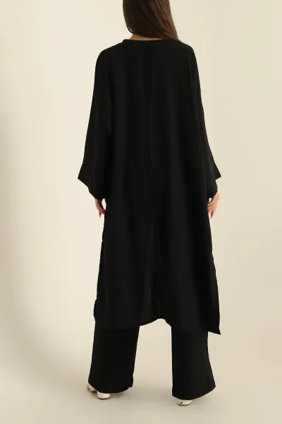Siyah Krinkıl Kimono Pantolon İkili Takım 278671