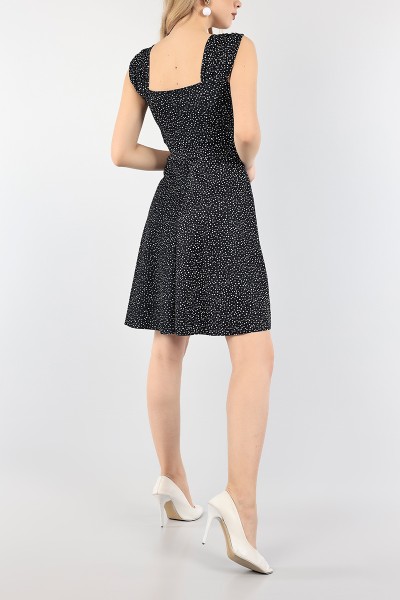 Siyah Kruvaze Yaka Crep Abiye 95076