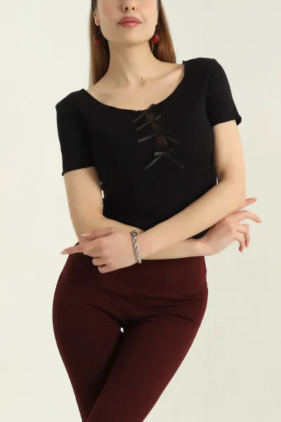 Siyah Kurdela Tasarım Bluz 357407