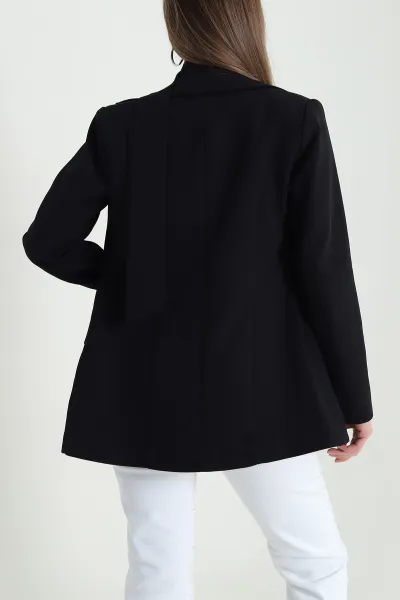 Siyah Kuşaklı Dabıl Blazer Kadın Ceket 443904