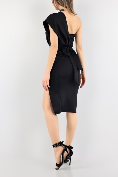 Siyah Kuşaklı Scuba Abiye 95143