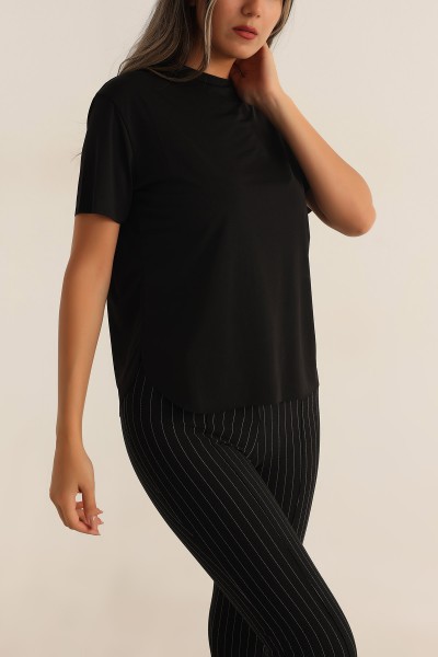 Siyah Lazer Kesim Sandy Bluz 194988