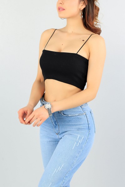 Siyah Likralı Bayan Crop Atlet 58774