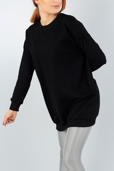 Siyah Likralı Bayan Sweat 42534