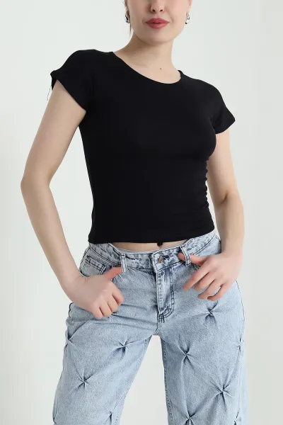 Siyah Likralı Buzzy Kadın Bady Bluz 448528