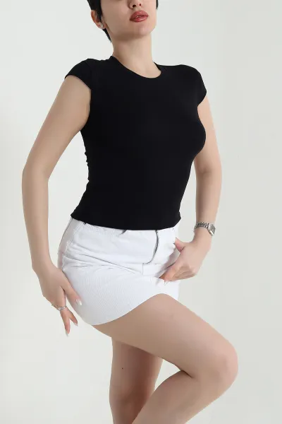 Siyah Likralı Buzzy Kadın Bady Bluz 448532