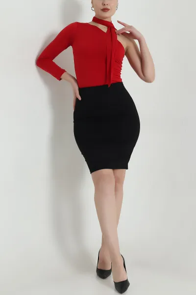 Siyah Likralı Çelik Örme Kadın Etek 496907