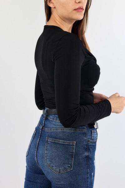 Siyah Likralı Crop Bluz 89482
