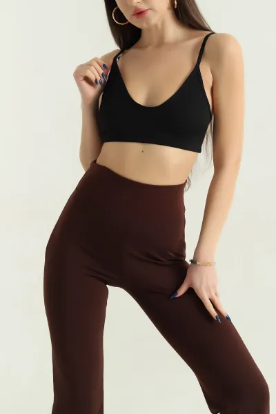 Siyah Likralı Crop Büstiyer 337107