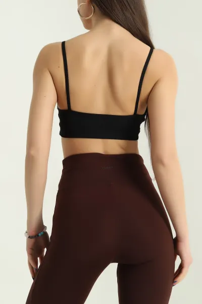 Siyah Likralı Crop Büstiyer 337107