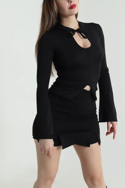 Siyah Likralı Dalgıç Kadın Bluz 494136