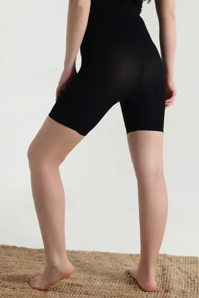 Siyah Likralı Dikişsiz Kadın Shaper Boxer Şort 454531