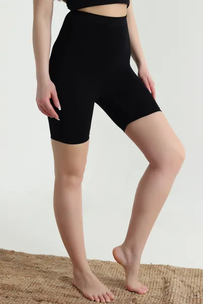 Siyah Likralı Dikişsiz Kadın Shaper Boxer Şort 454531