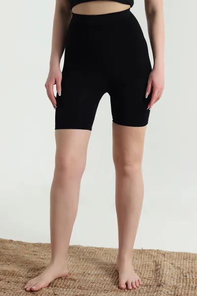 Siyah Likralı Dikişsiz Kadın Shaper Boxer Şort 454531