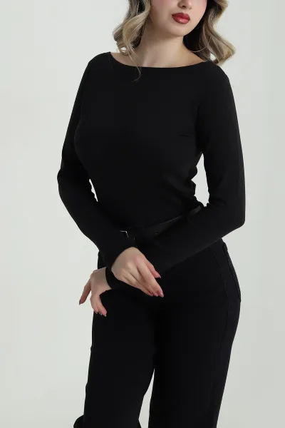 Siyah Likralı İnterlok Kadın Bady 485486