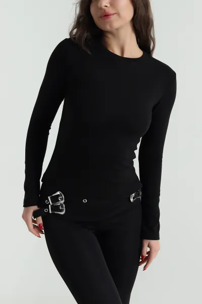 Siyah Lİkralı Kadın Body Bluz 488406