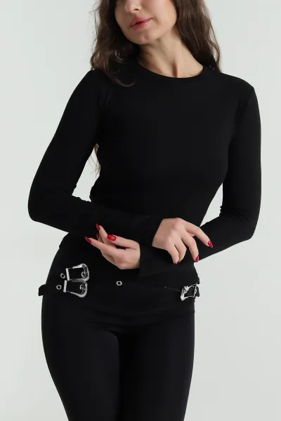 Siyah Lİkralı Kadın Body Bluz 488406