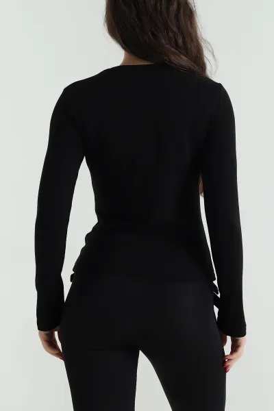 Siyah Lİkralı Kadın Body Bluz 488406